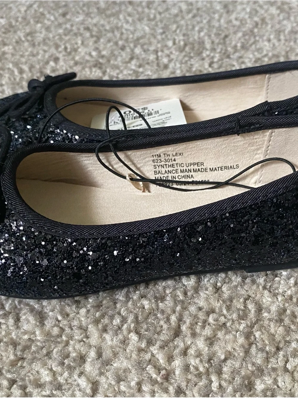 New Little Girl's Size 11M Thereabouts Lexi Ballet Flats - Black Glitter Shoes